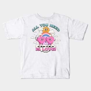 All You Need is Love Retro Illustration Kids T-Shirt